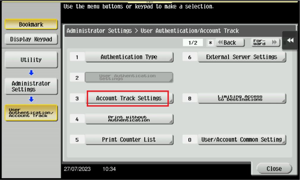 Account Track Setting