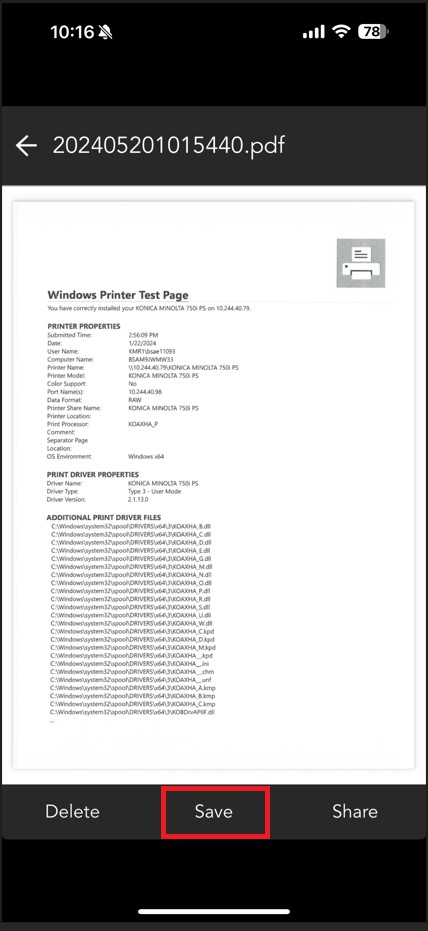 Save Scanned Document